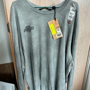 New Harley-Davidson Skull Profile Slim Fit Long Sleeved Tee Steel Grey Size 3XL